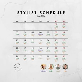 Hair salon Tetote.+me Metropolis store’s June stylist schedule.