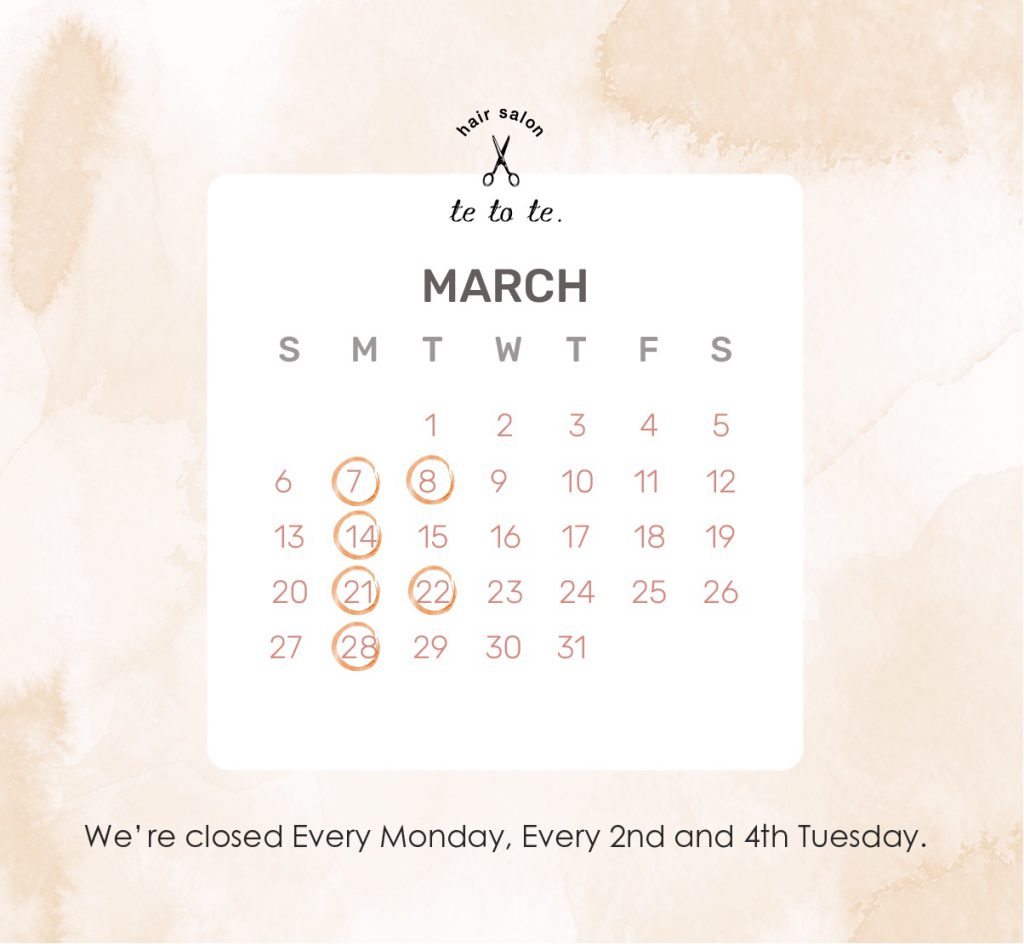 tetote. March Schedule