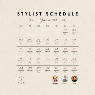 Hair salon Tetote Hai Ba Trung store’s June stylist schedule.