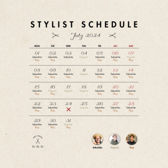 Hair salon Tetote. Hai Ba Trung store’s July stylist schedule